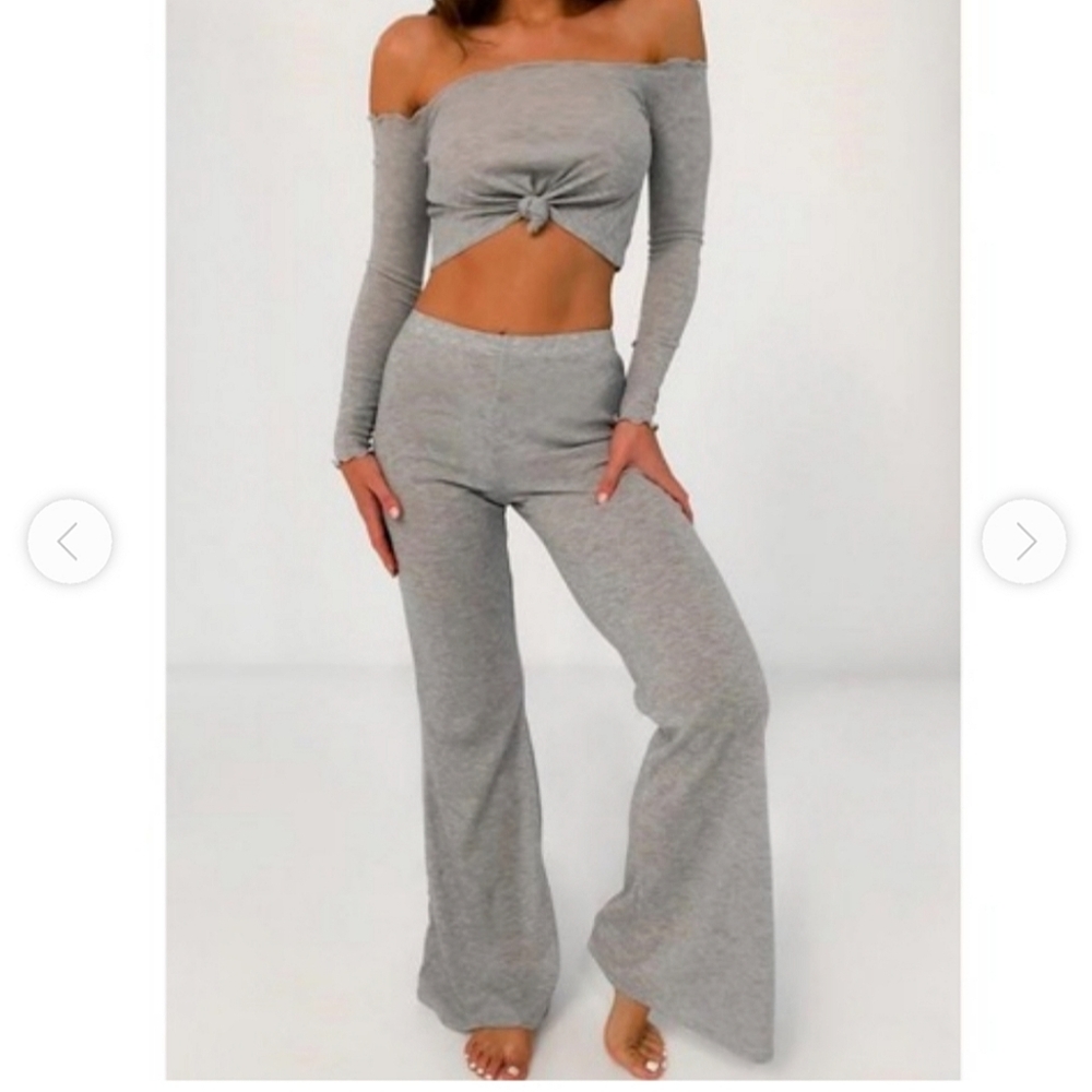 Missguided pink ribbed co-ord set